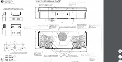výkres zadního světla pro tahače a návěsy