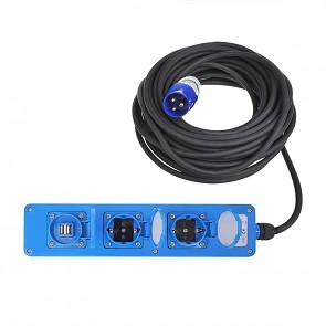 Prodlužovací kabel CEE 20m 2x zásuvka Schuko, 2x USB pro karavany
