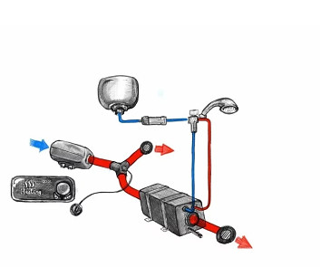 Teplovodní set skládající se z Autoterm Air 2D a bojleru Pundmann 9 litrů / 230V / 500W nákres zapojení