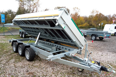 TANATECH Přívěs Eduard 3-straný sklápěč 4018 3500kg, 3 nápravy, Kombi hydraulika