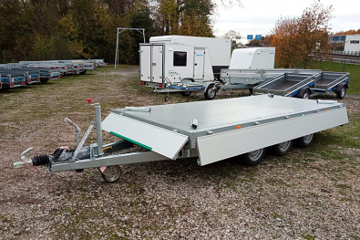 TANATECH Přívěs Eduard 3-straný sklápěč 4018 3500kg, 3 nápravy, Kombi hydraulika