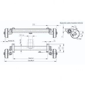 výkres nápravy AL-KO B1800-9 A1450 C1950 112x5 1800kg pro přívěsy