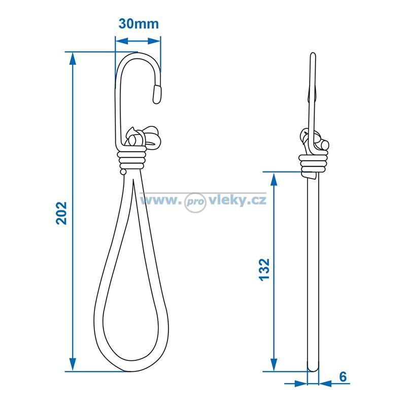 Spanngummi mit Haken (schwarz) 155 mm - Anhängershop