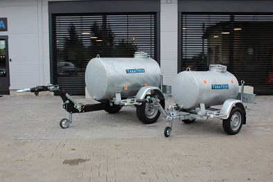 TANATECH Přívěs ECIM cisternový 1000l 1300kg a 500l 750kg, výškově stavitelná oje