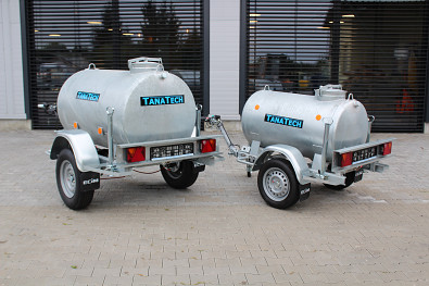TANATECH Přívěs ECIM cisternový 1000l 1300kg a 500l 750kg, výškově stavitelná oje