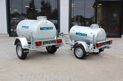 Přívěs ECIM cisternový 1000l 1300kg a 500l 750kg, výškově stavitelná oje
