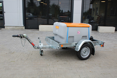TANATECH Přívěs ECIM ADR 750kg pro přepravu paliv 430l - výškově stavitelná oje