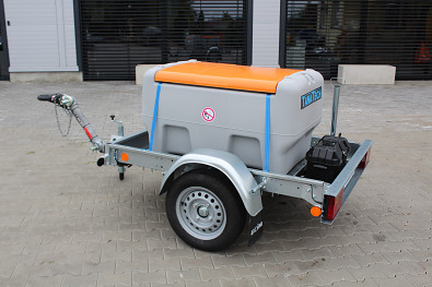 TANATECH Přívěs ECIM ADR 750kg pro přepravu paliv 430l - výškově stavitelná oje