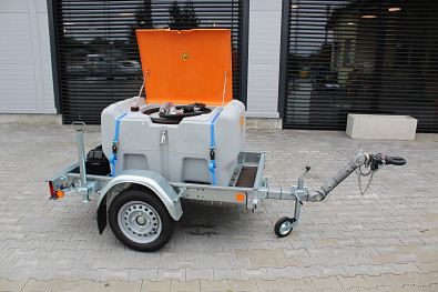 TANATECH Přívěs ECIM ADR 750kg pro přepravu paliv 430l - výškově stavitelná oje