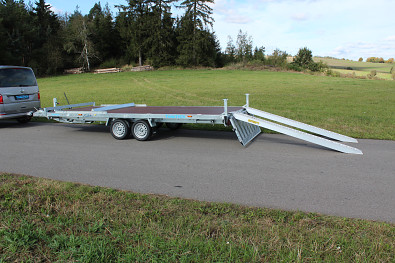 TANATECH Přívěs Lider plato 5,06x2,15 3500kg stav. oje, nájezdy, hydr. sklopný