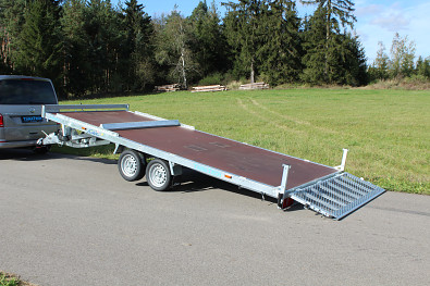 TANATECH Přívěs Lider plato 5,06x2,15 3500kg stav. oje, nájezdy, hydr. sklopný