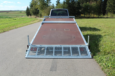 TANATECH Přívěs Lider plato 5,06x2,15 3500kg stav. oje, nájezdy, hydr. sklopný