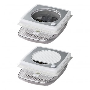 PLUS FAN – Automatický střešní ventilátor 400×400 mm pro obytné vozy a karavany s LED osvětlením a zatemňovací roletou, průhledný uzavřený