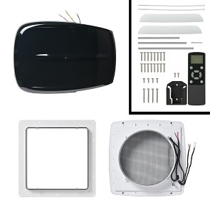 Střešní okno DeLuxe 400x400 mm černé ( kouřový ) s ventilátorem kompletní dodávka včetně spojovacího materiálu