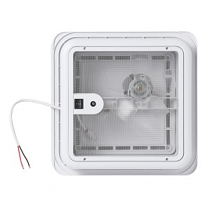 Střešní okno 280x280 mm bez permanentního větrání bílé s ventilátorem spodní pohled na síť