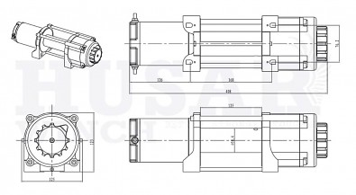 Elektrický naviják HUSARWINCH BST 5500lbs 2495kg výkres