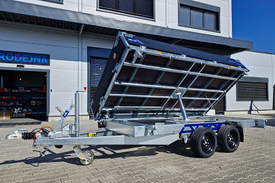 Přívěs Saris 3-str. sklápěč 356 184 3500kg HD, kombi hydr., listová pera, nájezdy, Black Edice