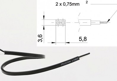 řez kabelu QS075  2x0,75mm2