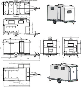 výkres rozměrů Sport Caravanu Tomplan