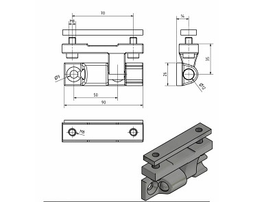 Pant TIR litinový, rozebíratelný pro přívěs ALU bočnicí
