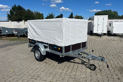 TANATECH Přívěs Vesta Wood 23 750kg sklopný překližkový + plachta s konstrukcí VES062