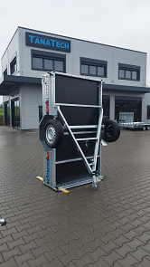 TANATECH Přívěs Lider P233 233x132x39cm 750kg sklopný - u tohoto typu lze postavit na zadní čelo a překlopit oj