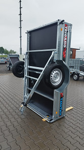 TANATECH Přívěs Lider P233 233x132x39cm 750kg sklopný - u tohoto typu lze postavit na zadní čelo a překlopit o