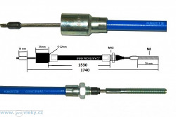 Brzdové lano Knott dĺžka bowdenu/lana 1530/1740; nerez