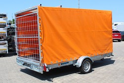 Přívěs plošinový Lider 3,5x1,8 1500kg hydr. sklopná náprava + placht. konstrukce