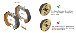 Sada brzdových čeľustí ANS 250x40 mm pre KNOTT 25-4300 s automatickým nastavením