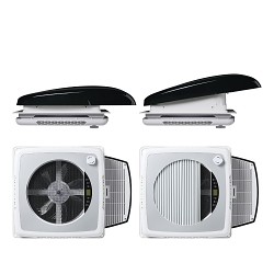 Střešní okno DeLuxe 400x400 mm černé ( kouřový ) s ventilátorem