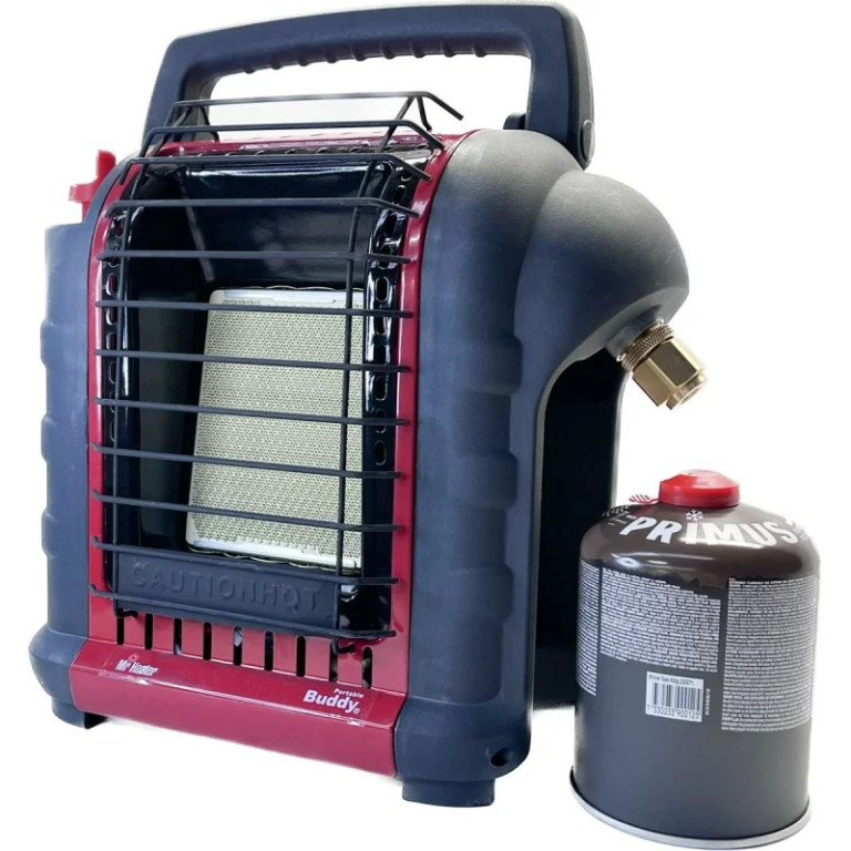 Mobilní plynový ohřívač Mr Heater Buddy, adaptér, plynová kartuše